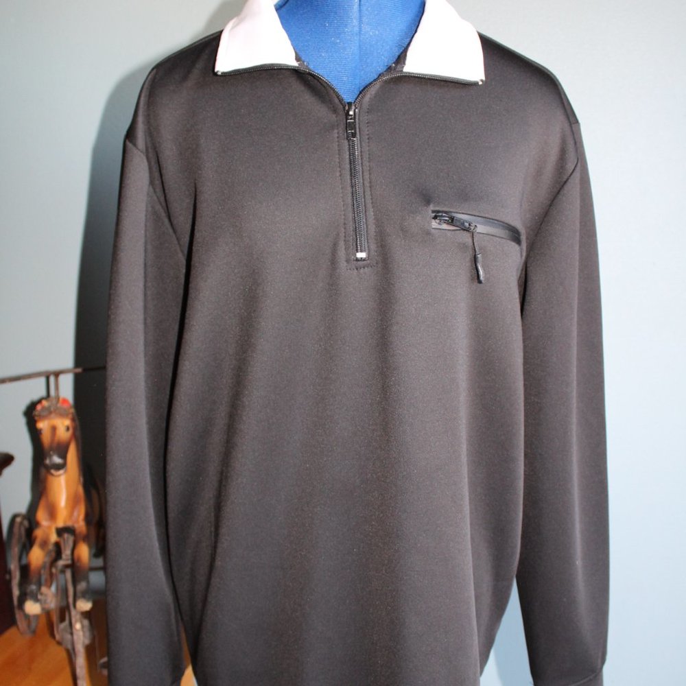 Triumph Over Tragedy Men's Black/White 1/4 Zip Knit Tess Pullover Long Sleeve ~M